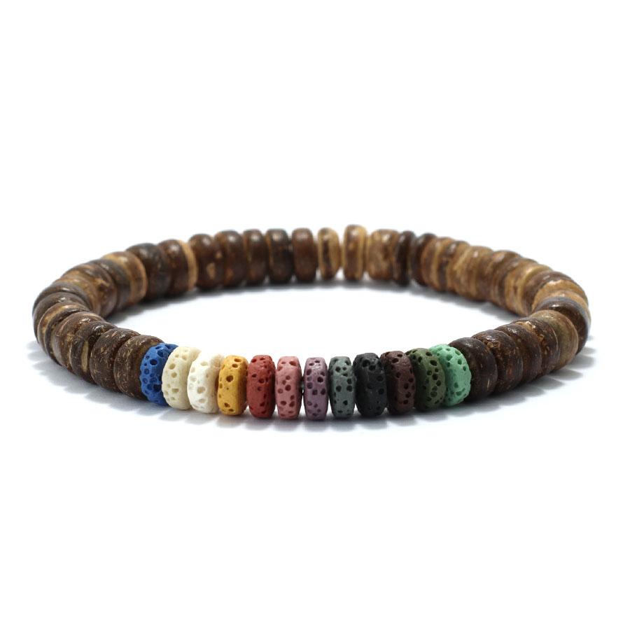 Colorful Volcanic Stone Beaded Bracelet Woman Natural Tiger Eye Blue Turquoise Men Splicing Retro Ethnic Style Couple Hand Jewelry