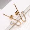 SIMJOO Geometric Lines Fashion Zircon Earrings Simple Design French Hook