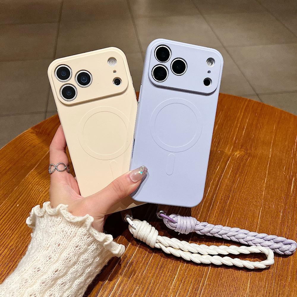 Матовый чехол-ремешок для iPhone 1 16 17 Pro Max 11 12 13 14 с ремешком на запястье, мягкий чехол из жидкого силикона