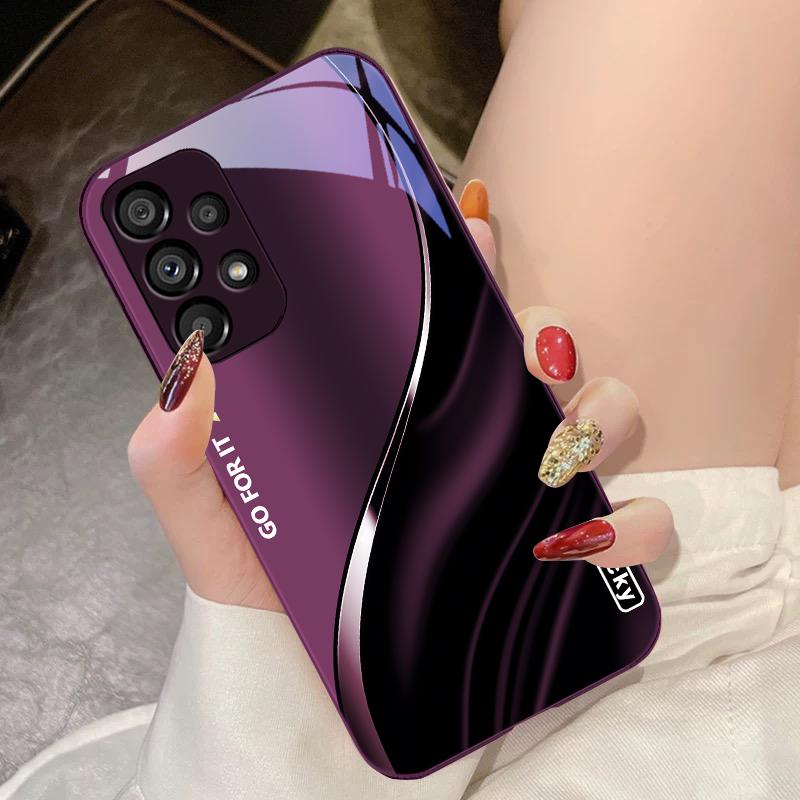 Кофейно-коричневый Счастливый Для Samsung Galaxy Note 8 9 S10 Plus S20 S21 FE S23 Ultra A70 72 73 50 51 52 53 Закаленное Стекло Чехол для Телефона