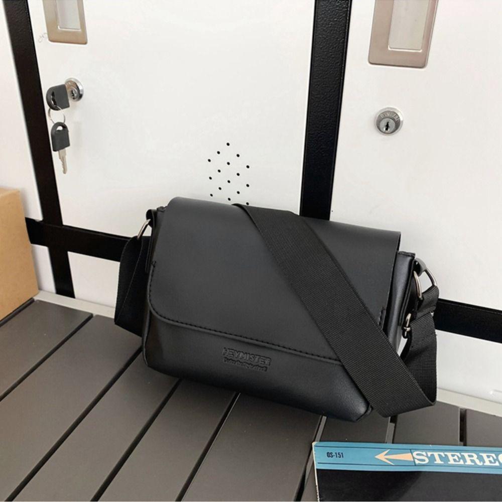 Rectangular Men Crossbody Bag PU Leather Shoulder Bag Fashion Women Messenger Bag Camping