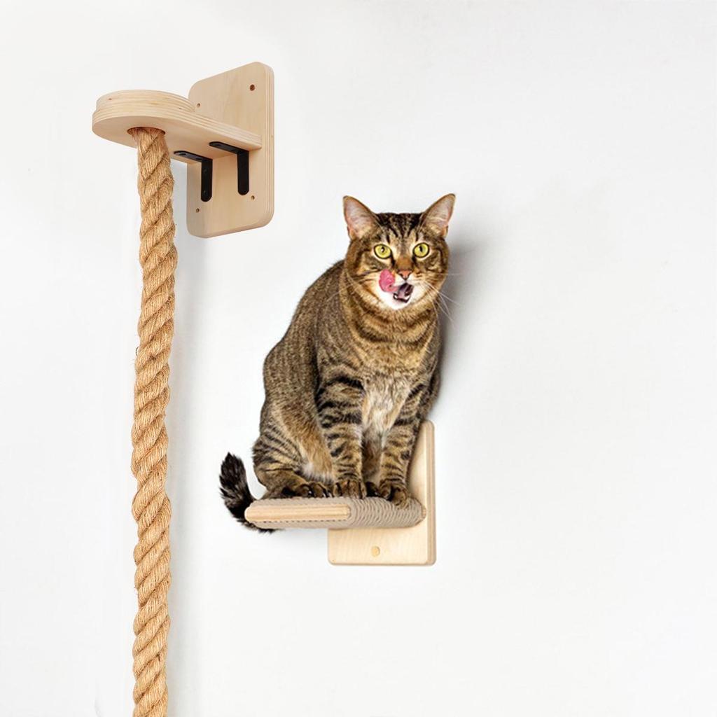 Wall Mounted Sisal Rope Cat Climber Tree Scratching Post Lounging Sanctuary Interactive Play Toys Jungle Gym for Indoor Cats