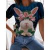 3D Print Cute Rabbit Graphics Women's T Shirt Casual Short Sleeve Tee Tops Fashion Round Neck T Shirts for Girls Summer