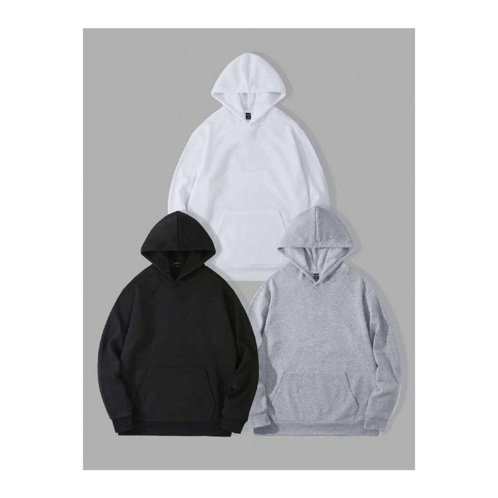 Унисекс, однотонная толстовка оверсайз с капюшоном из 3 предметов без принта