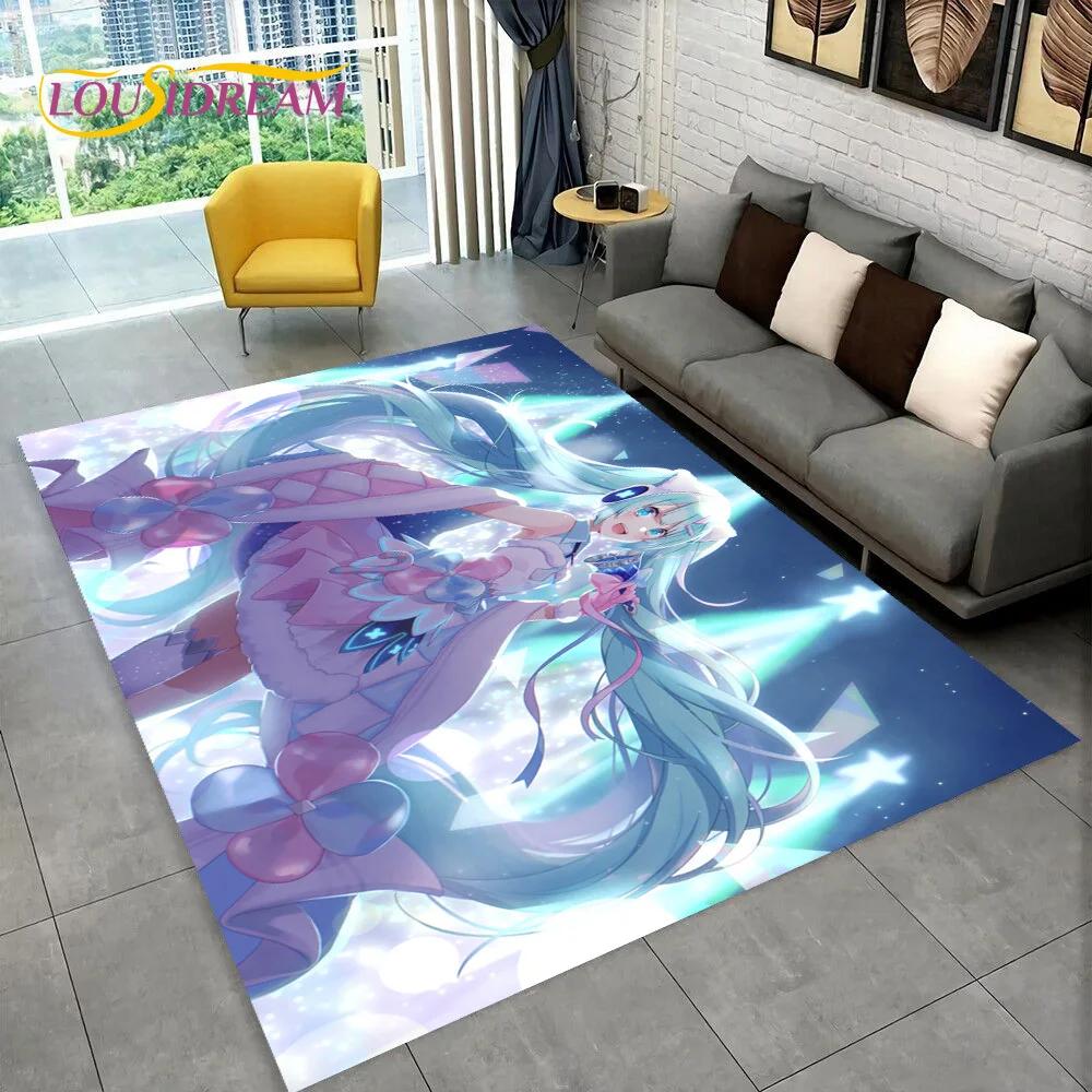 3D Cute M-Mikuu Music Cartoon Characters Carpet Rug for Living Room Bedroom Home Sofa Decoration,Kid Area Rug Non-slip Floor Mat
