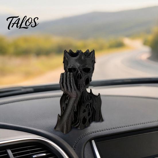 3D-печатная статуэтка тающего скелета Talos, Матовая черная готическая фигурка черепа, держащего подбородок, Скульптура в темном стиле для домашнего декора, Настольное украшение