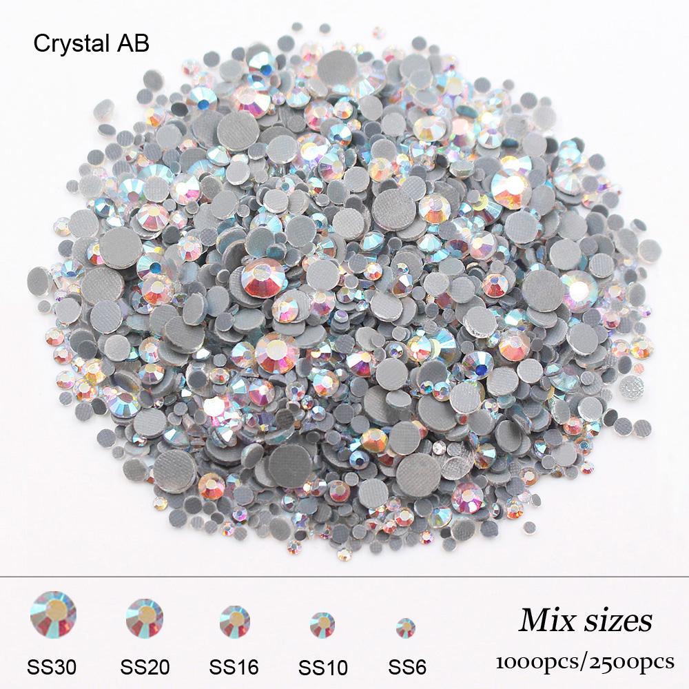 Glitter Mix Size Rhinestones Shiny Crystals Strass Glue Stones Beads Crystals Fabric Crafts Gems Hotfix Rhinestones for Clothes