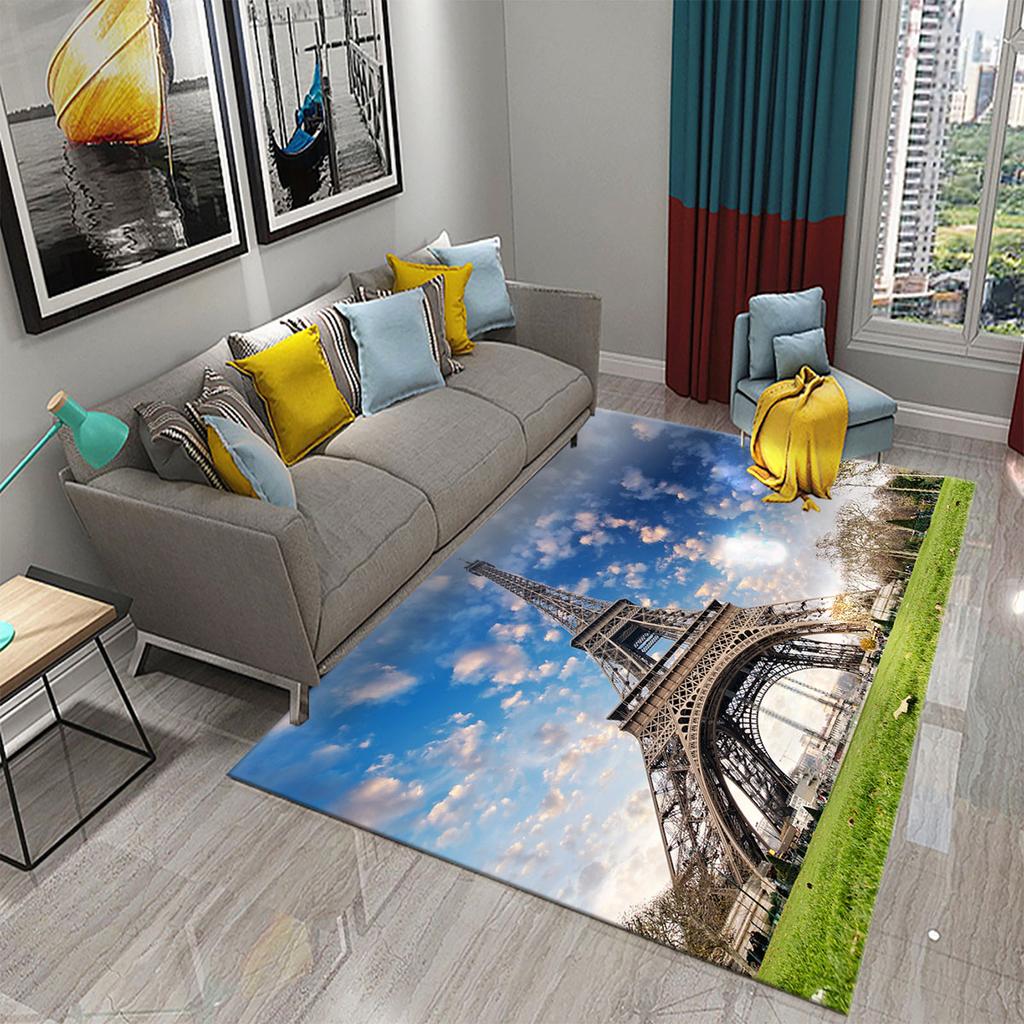 3D Романтические ковры с Эйфелевой башней для гостиной, спальни, ванной комнаты, прихожей, противоскользящий коврик, декор, кухонный коврик, придверный коврик