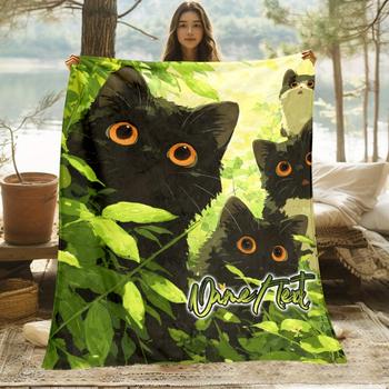 Custom name three little cats flannel blanket, suitable for sofa, bed, birthdays, children, friends, gifts