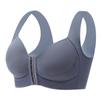 Women's Solid Front Button Bra with Shell Pattern Splicing Decoration Integrated Wide Shoulder Straps, Non Removable Bra Pads Without Steel Rings