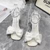 With Skirt Fairy Style Gentle Bow Word with Thin Heel Square Head Shoes High Heel Sandals Women 2025 Summer New