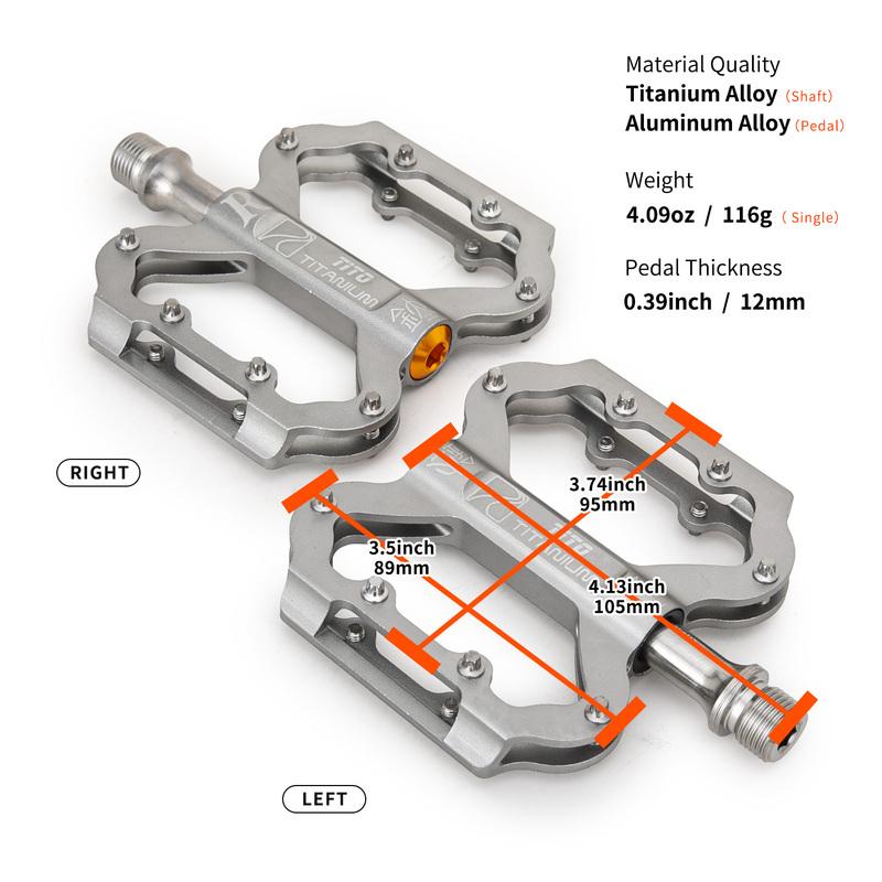 TiTo Titanium Ultralight Pedal Bicycle Pedal Titanium Alloy Axis Bike Pedals MTB Cycling Titanium Bike 1 Pair Titanium Pedal