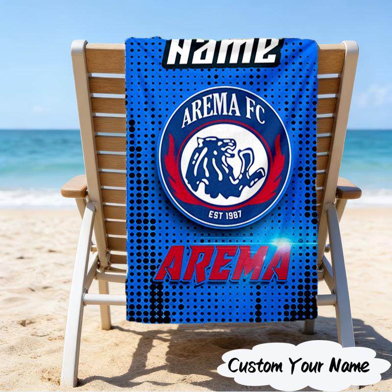 1PC Custom Name Beach Towel AREMA Crest Design Beach Towel, Suitable for Camping, Travel, Beach Accessories, Super Absorbent, Family Gift