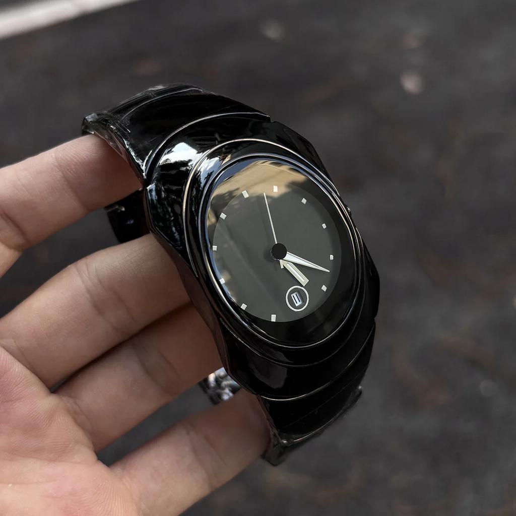 Персонализированные кварцевые часы мужские Y2k серые в стиле инопланетян зеленый креативный дизайн лезвия специальные модные уникальные стальные мужские часы AAA часы