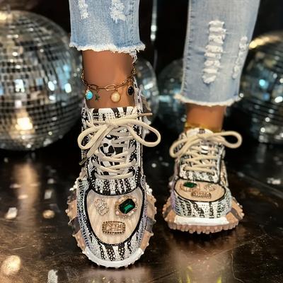 Женские зимние пушистые нескользящие кроссовки/ботинки на платформе - Толстая платформа, увеличивающая рост