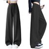 2025 Women's Gray High-Waist Curved Wide-Leg Sweatpants - Autumn/Winter Casual Loose Fit
