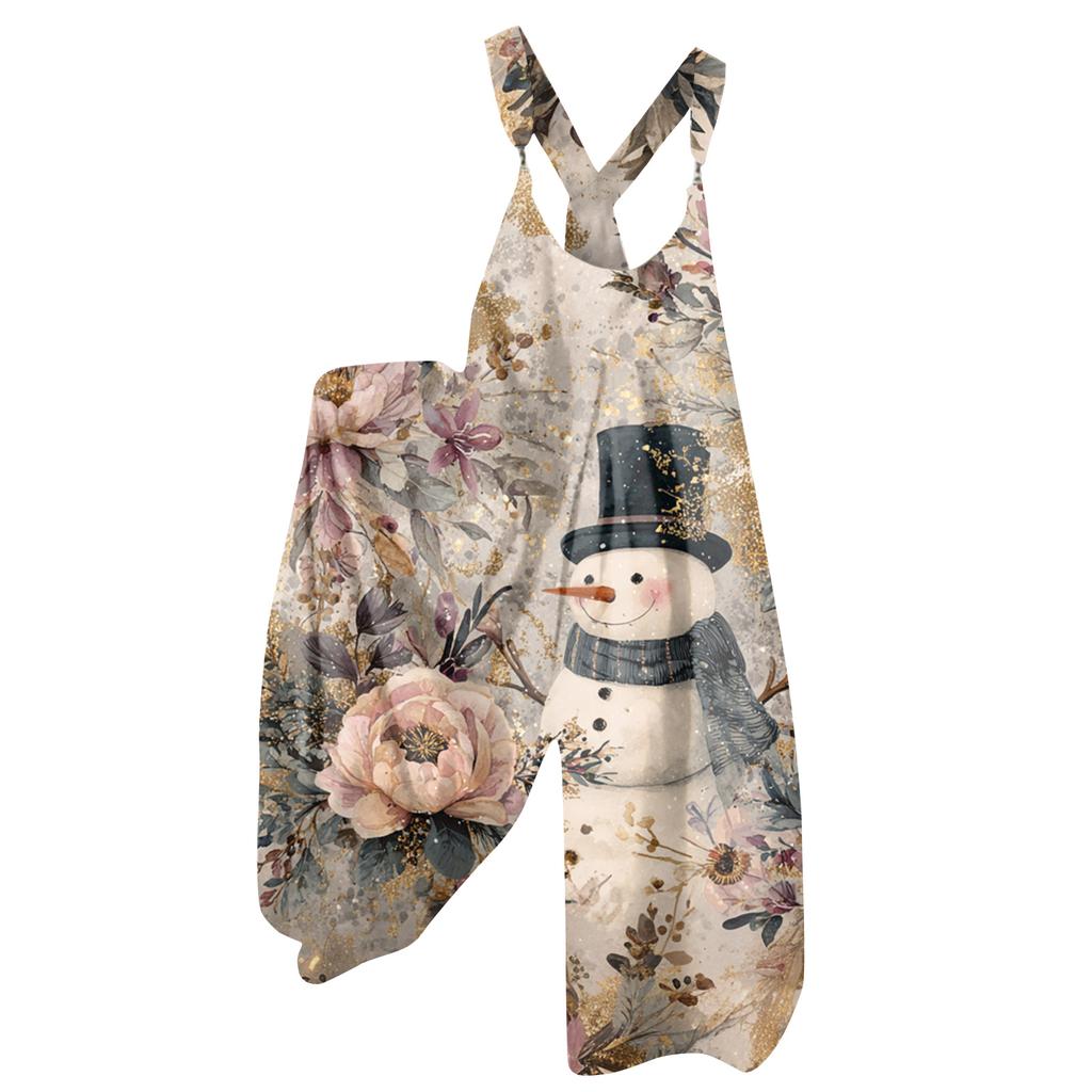 Женский летний комбинезон с цветочным принтом в винтажном стиле (Нерегулируемые ремни)