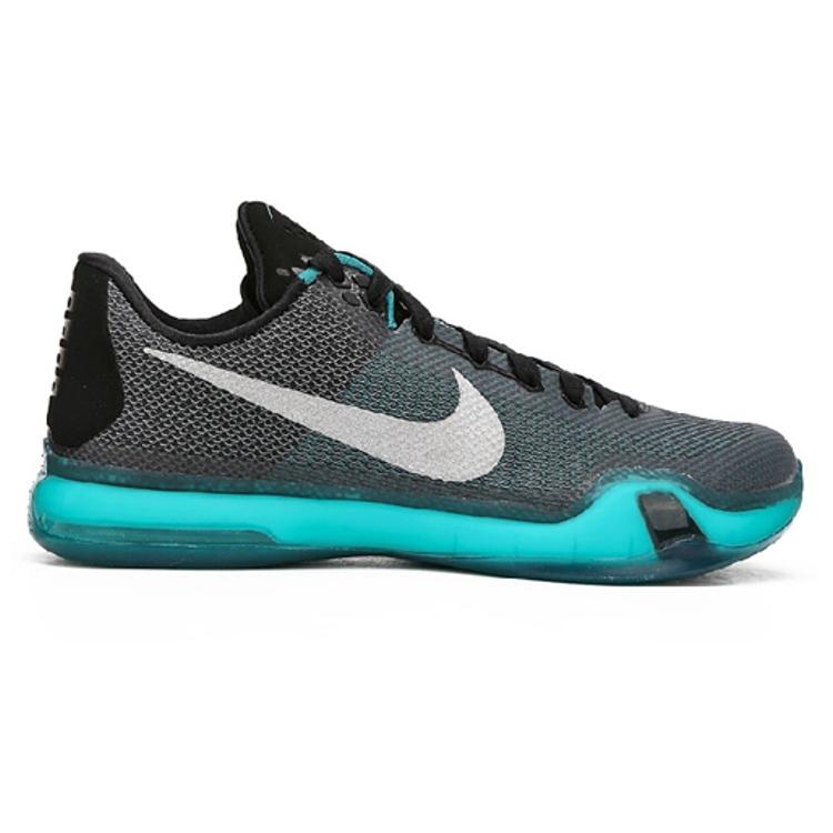 Nike Kobe 10 Liberty Kobe Шнуровка Нескользящие Легкие Низкие Высокопроизводительные Баскетбольные Кроссовки Мужские Черный Ледяной Зеленый 745334-002
