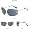 Light Luxury Frameless Curved Metal Sunglasses with Personalized Y2k Millennium Hot Girl Style, Popular Street Photography Trend Sunglasses