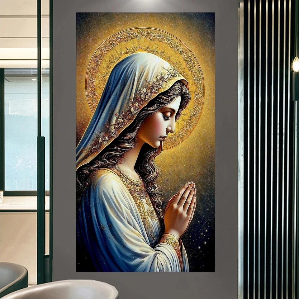 Diamond Square Round Painting Full Kit Religion Art Virgin Mary Praying Diamond Embroidery Handmade Mosaic Home Decoration