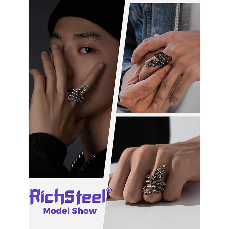 [Richsteel] Dragon Dragon Ring Men's Stainless Ring Black Money Luck Amulet Cool Adult Black Male Accessories No. 18