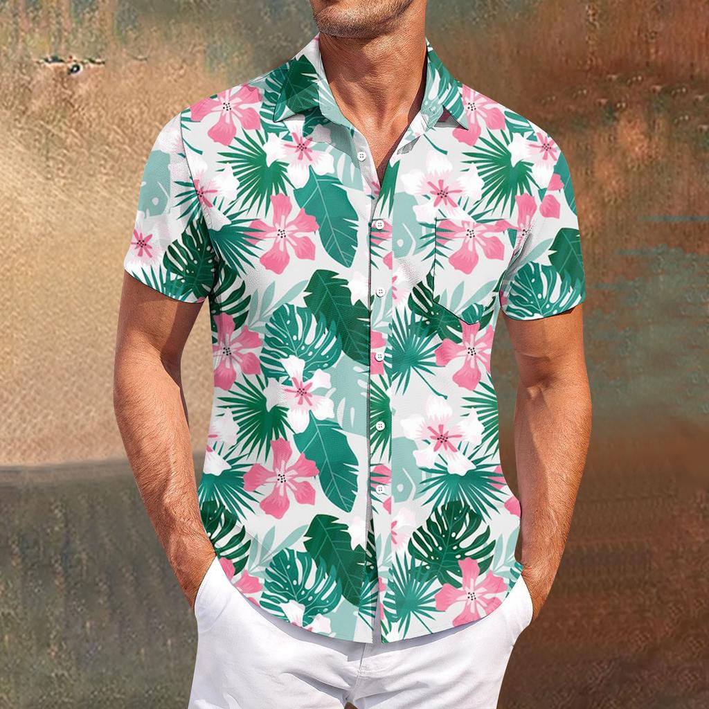 Мужские винтажные рубашки для боулинга на пуговицах с коротким рукавом, летняя пляжная рубашка