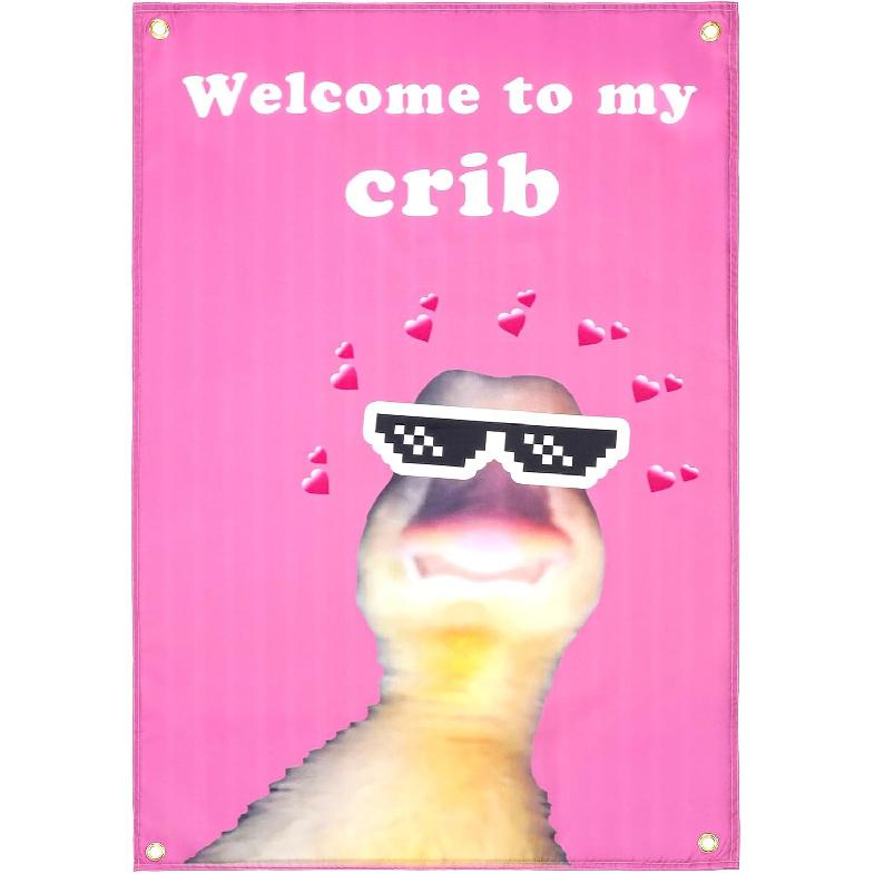 ValueBargain Welcome to My Crib Duck Flag, 2x3 Feet Funny Welcome to My Crib Duck Flag for Bedroom Room Wall Art for Family Dormitory & Living Room,