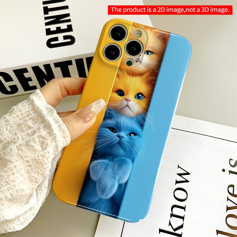 2DFlat Colorful Kittens Peeking Through Doorway All inclusive film hard iPhone case, compatible with iPhone 18 Pro Max 17 16 15 14 13 12 11