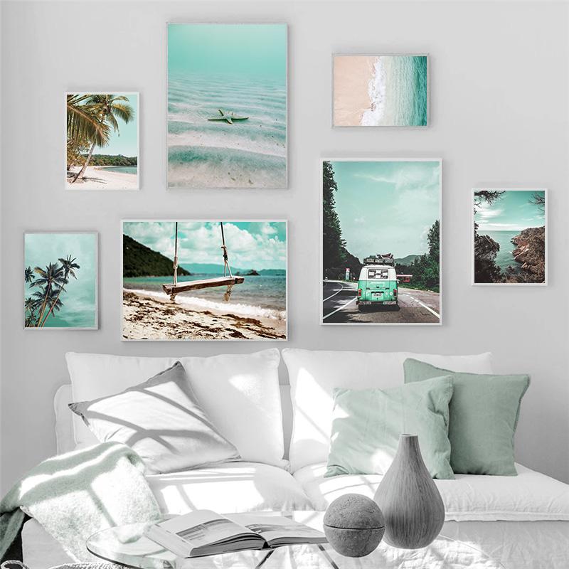 Пляжный пейзаж настенные художественные картины холст картины скандинавский морской пейзаж постеры и принты для гостиной украшение дома