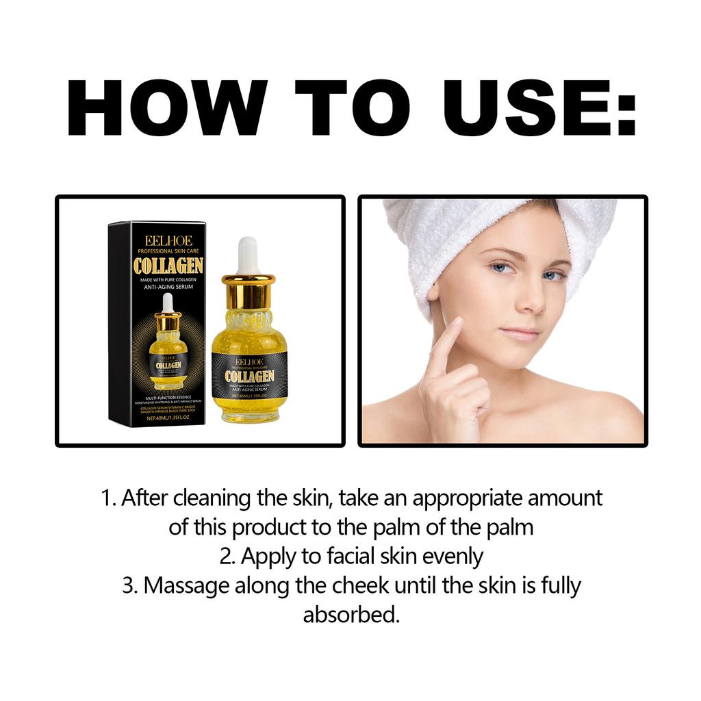 EELHOE Сыворотка для лица с гиалуроновой кислотой, увлажняющая, отбеливающая, укрепляющая, выцветает, тонкие линии, против морщин, против старения, эссенция для глубокого ухода, 40 мл