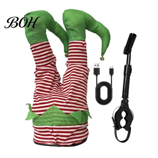 Creative Tree Branch Decorations Christmas Swinging Leg Ornament, Electric Hanging Santa Legs for Tree, Funny Topper Alternatives Fluffy with