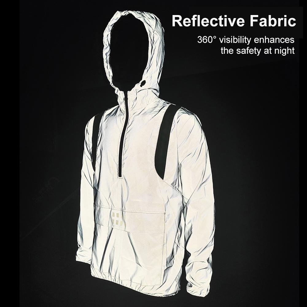 Мужская светоотражающая велосипедная куртка, ветрозащитная велосипедная куртка с капюшоном, пальто для бега, пешего туризма, прогулок ночью