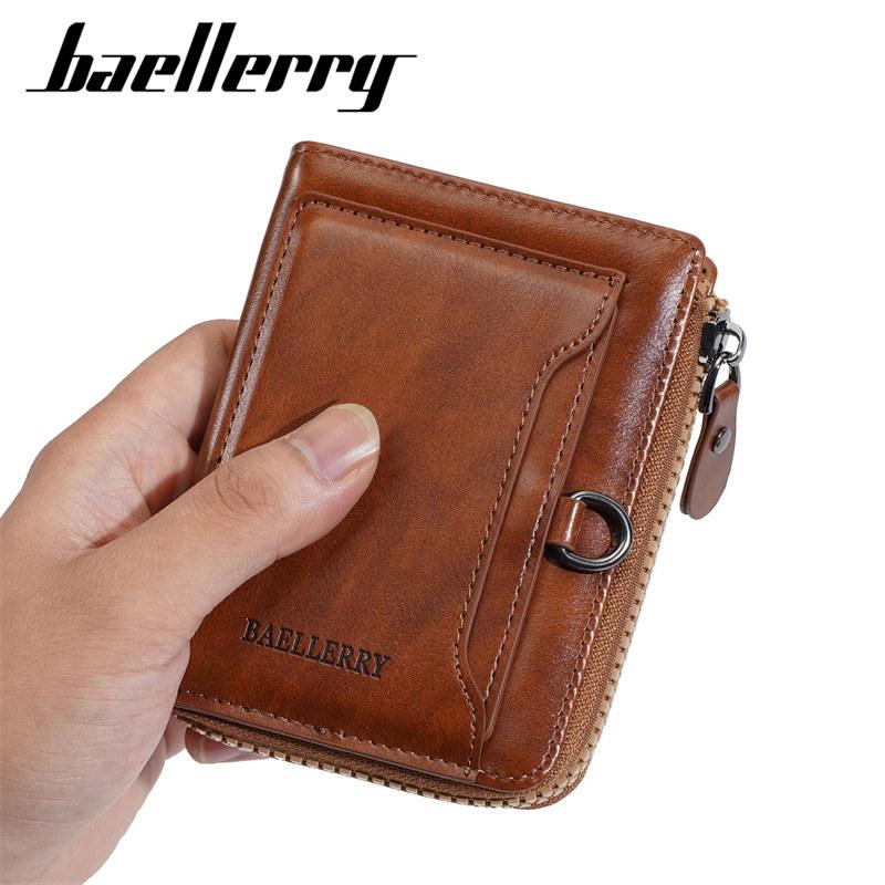 Baellerry Винтажный Дизайн Короткие Кошельки для Мужчин Мужской Бизнес Держатель для Водительских Прав ID Карты Кошелек для Мелочи