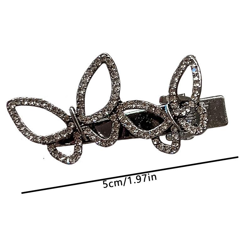 Sparkling Diamond Butterfly Shaped Hair Clip Exquisite Metallic Texture Broken Hair Clip Fashionable Girl Hair Accessory