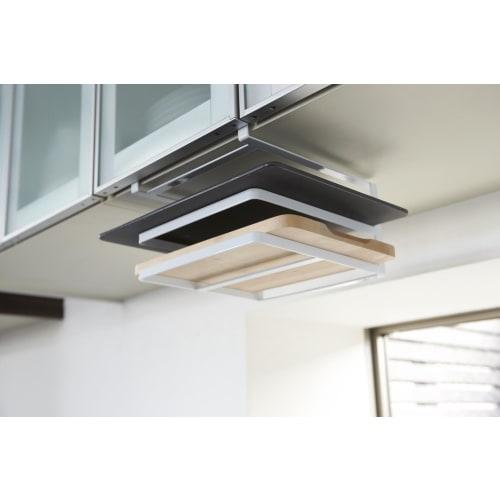 Yamazaki Under-Cabinet Cutting Board & Dishcloth Hanger, Tower, White, 2493