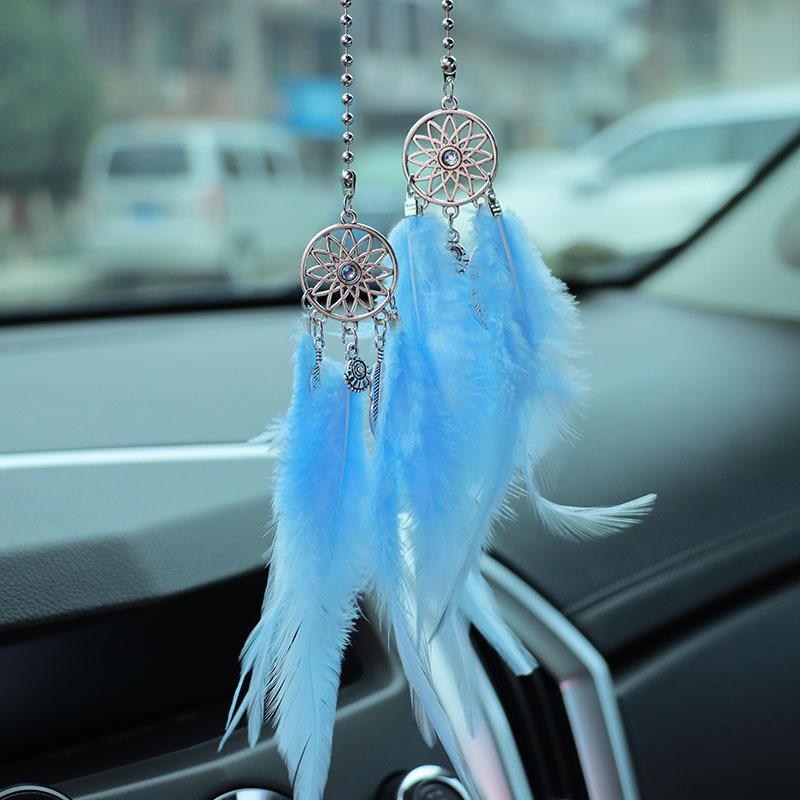 Dream Catcher Car Pendant Feather Mirror Pendant Home Decor Ornaments Car Interior Accessories Dream Catcher Feather Car Pendant