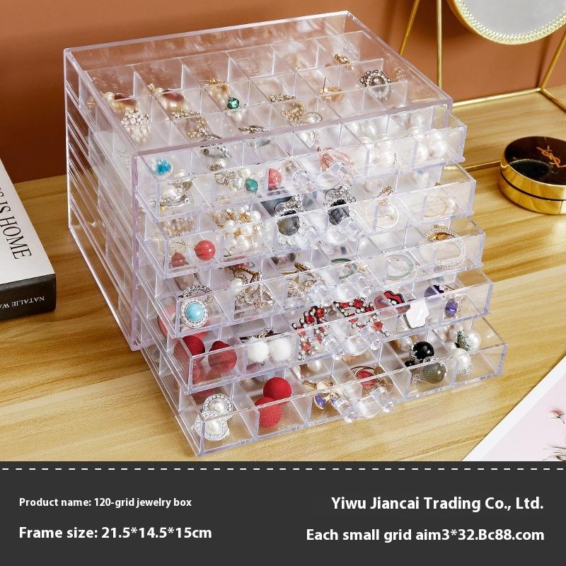 Прозрачная коробка для хранения ювелирных изделий, большая вместимость, ящик для хранения вещей, сережек, ожерелий, пылесборник