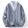Autumn and Winter New Shirt Collar Men's and Women's Casual Trendy Fake Two-piece Sweater