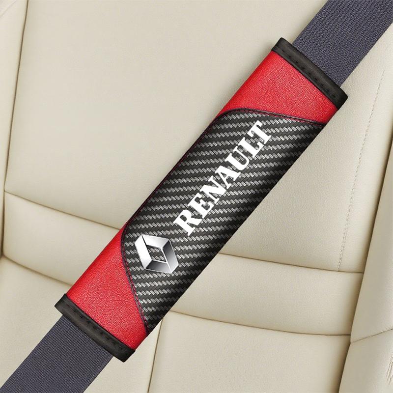 2pcs New Car Seat Belt Cover Leather Shoulder Pad Accessories for Renault Megane 2 3 4 Twingo Clio Talisman Captur Trafic Kwid Scenic 2