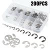 200pcs Bearing Type Retaining Ring Kit Stainless Steel E-Clip Kit Snap Ring Set  Bearing Maintenance