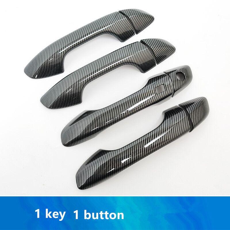 For Kia Rio 2018 Carbon Fiber Chrome Car Door Handle Cover Decor Trim Sticker Styling