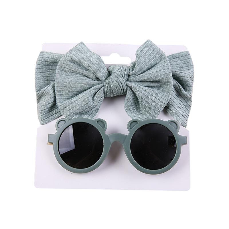 Baby Hair Accessories Summer Infant Headband Sunglasses Sun Protection Beach Kids Sun Glasses Head Band Set 2Pcs/Pack