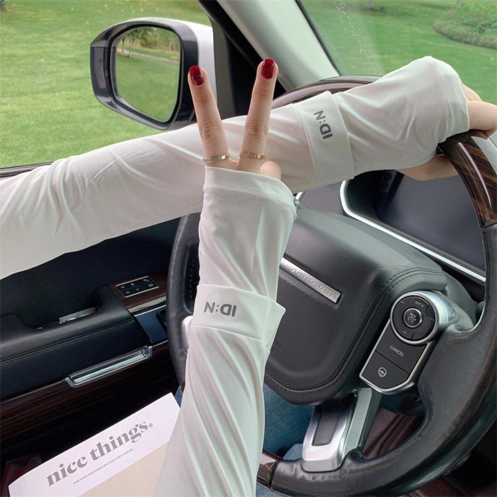 Solid Color Sunscreen Sleeves Ice Silk Ice Silk Gloves New Long Mittens Summer