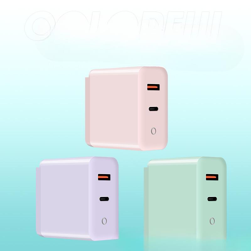 Сменная головка 40 Вт GaN 1C1A Многопротокольная дорожная зарядка PD20W+QC3.0 Двухпортовая независимая интеллектуальная быстрая зарядка