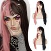 Черные розовые волосы синтетические длинные прямые парики с челкой мягкие натуральные парики для женщин косплей костюм для вечеринки использование