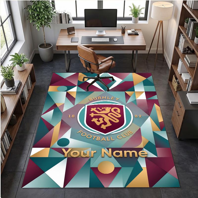Crystal Velvet Rug Burnley Football Print Custom Name Text Floor Mat Home Decor