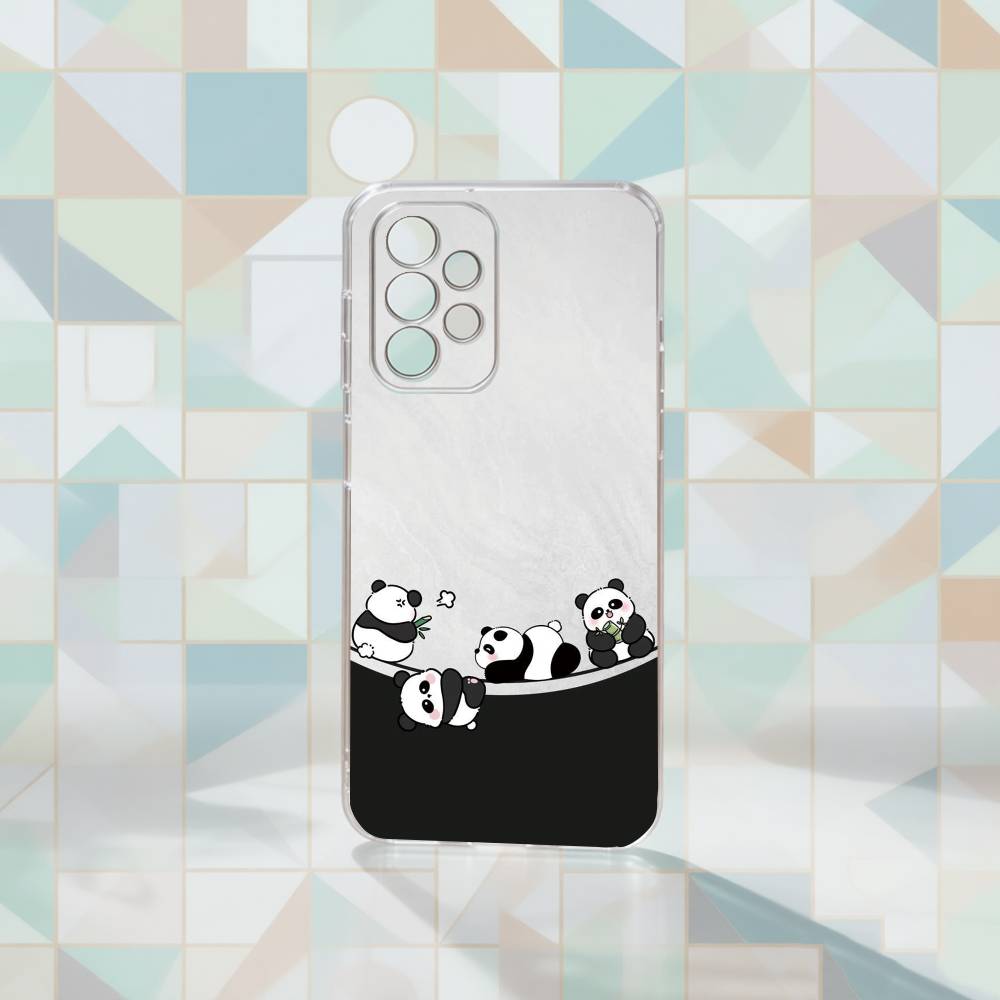 Cute Panda Phone Case Transparent Silicone Soft For Samsung S25,S24,S21,S22,S23,S30,Ultra,S20,Plus,Fe