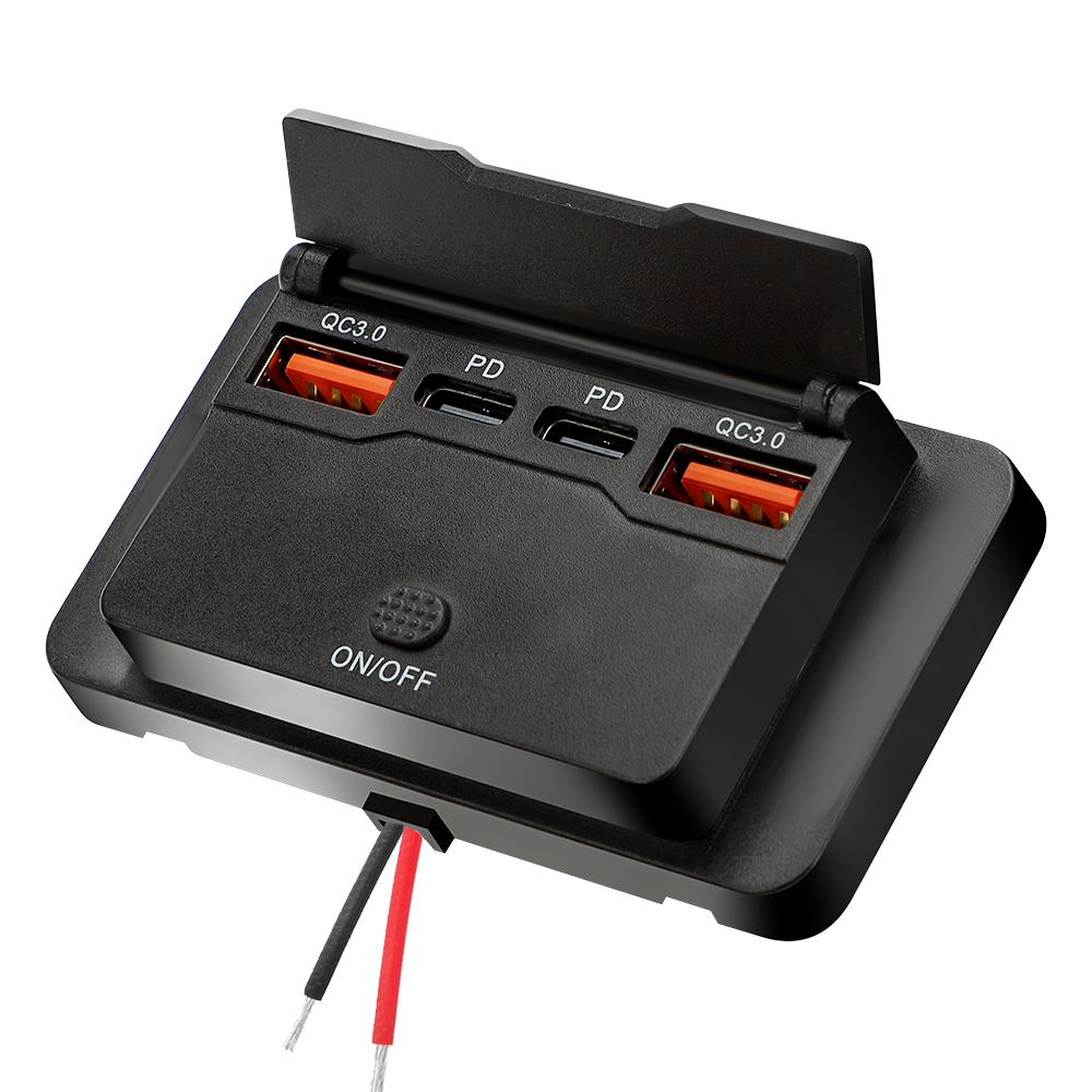 96 Вт 4 порта 12/24 В USB C розетка панель двойное PD настенное крепление автомобильное зарядное устройство розетка с кнопкой водонепроницаемая розетка аксессуары для автомобилей грузовиков лодок автобусов автофургонов