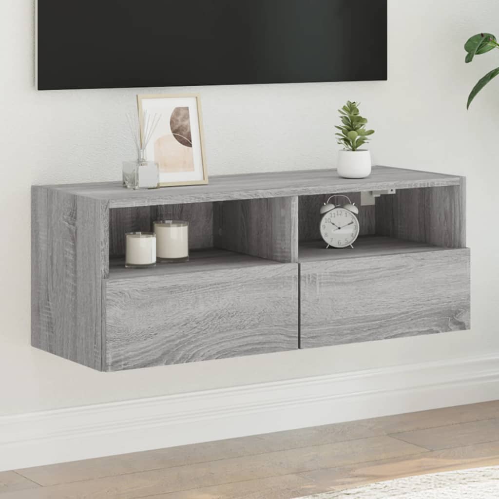 Vidaxl Ścienna Szafka Tv, Szary Dąb Sonoma, 80X30X30 Cm