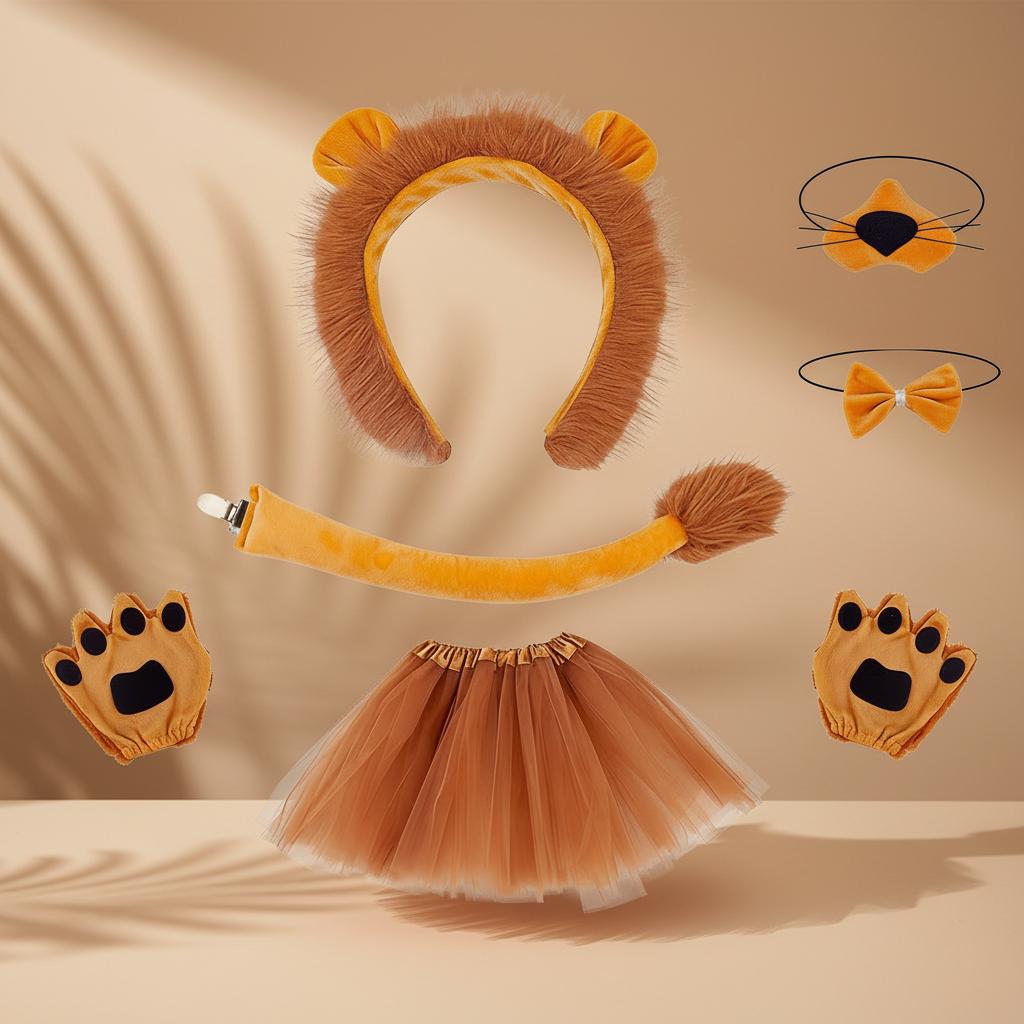 Halloween Children's Sweet Animal Headband Unisex Plastic Creative Props Zoo Lion Ear Headwear Set
